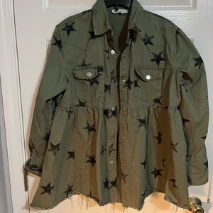 CZ by Cezele Green  Star Patterned Jacket L